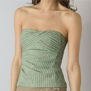 NANETTE LEPORE Green Striped TRELLIS Bustier Corset Top w/ Back Zip Size 6